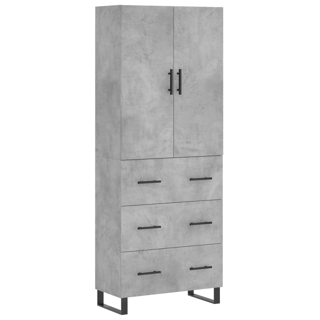 Buffet haut Gris béton 69,5x34x180 cm Bois d'ingénierie - XIOS