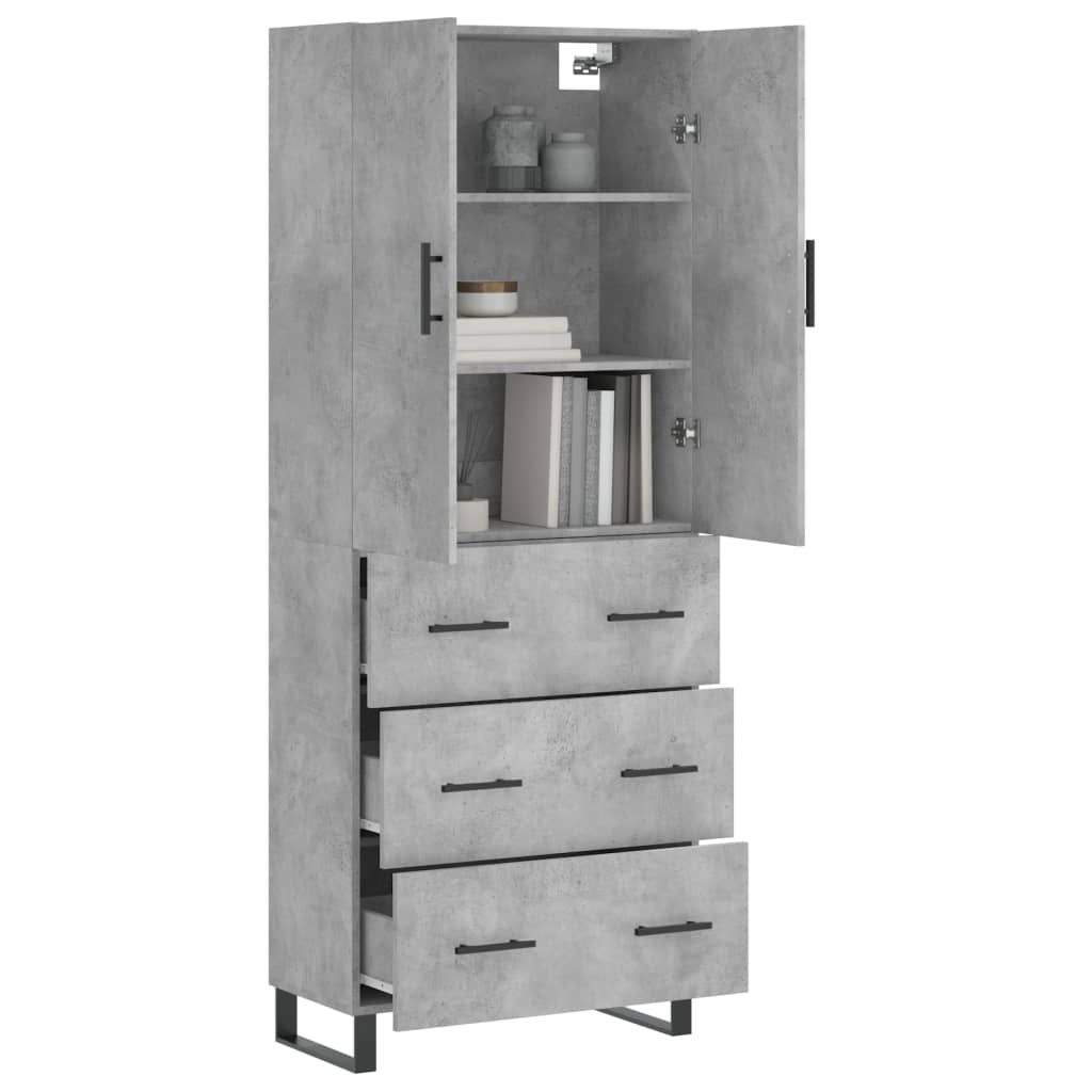 Buffet haut Gris béton 69,5x34x180 cm Bois d'ingénierie - XIOS