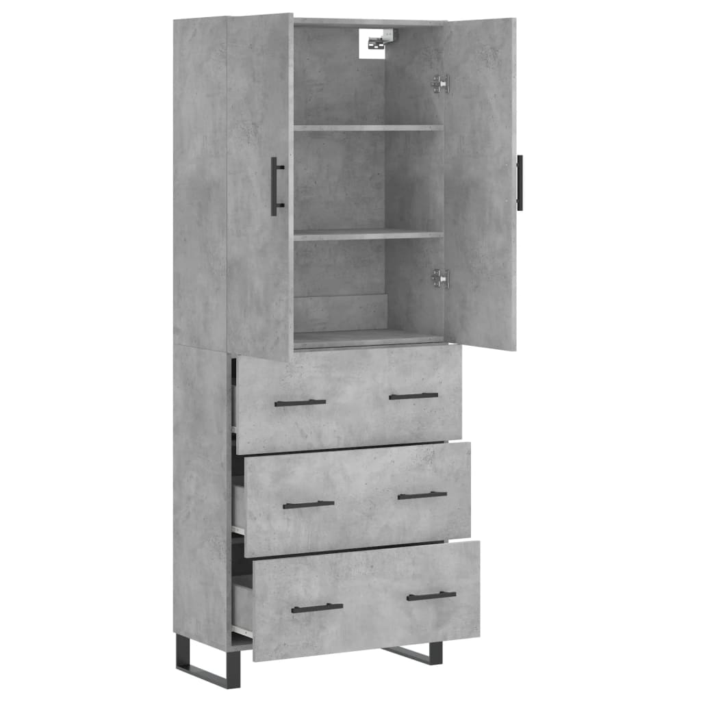 Buffet haut Gris béton 69,5x34x180 cm Bois d'ingénierie - XIOS