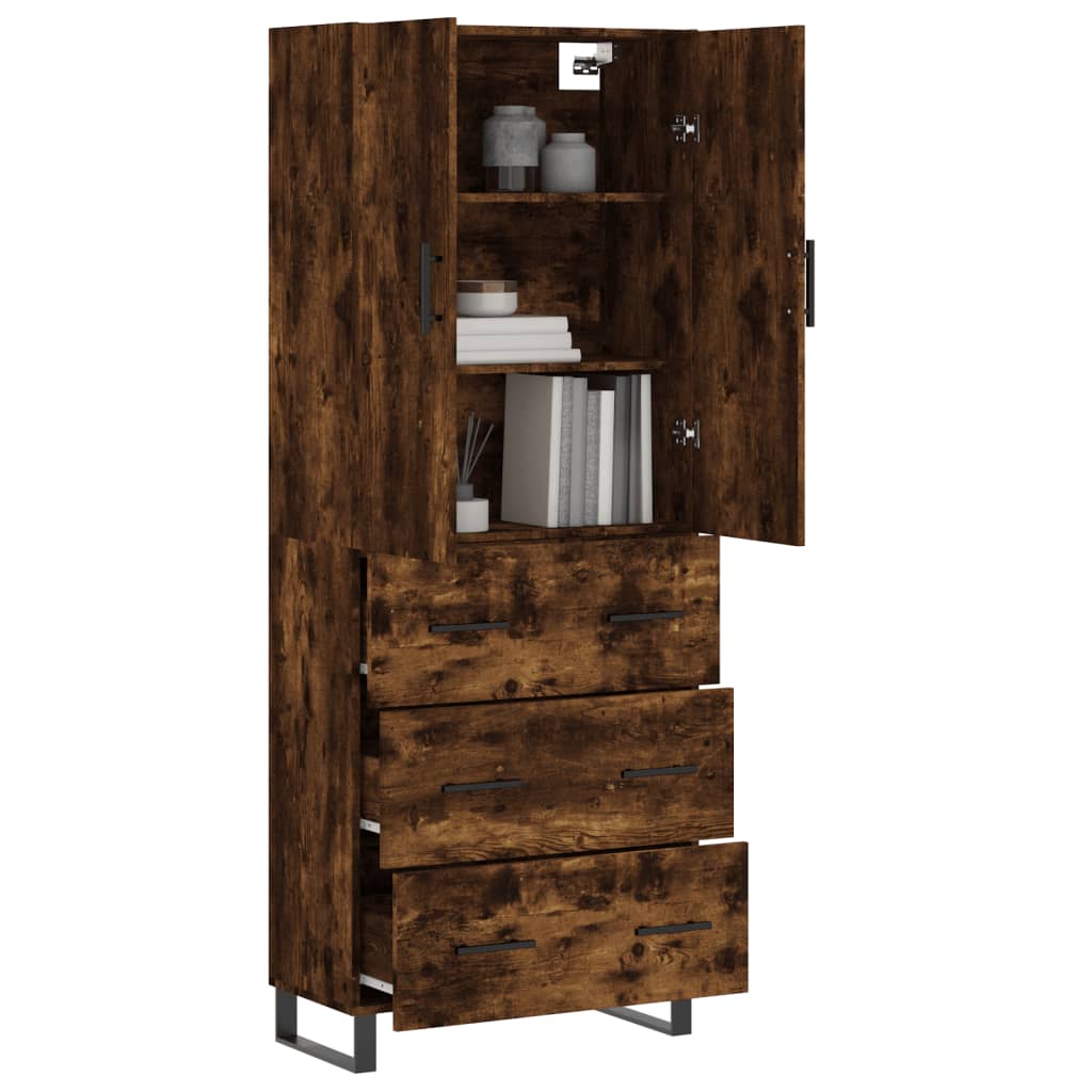 Buffet haut Chêne fumé 69,5x34x180 cm Bois d'ingénierie - XIOS