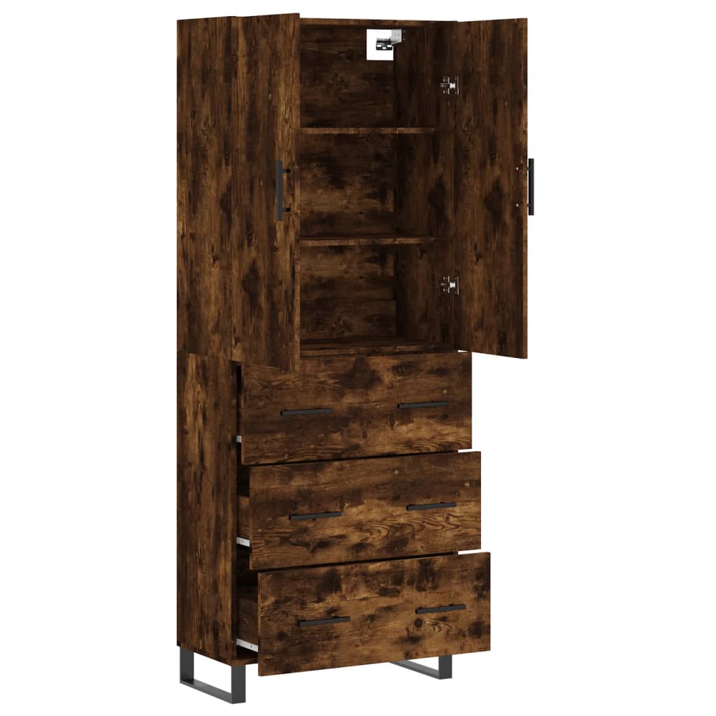 Buffet haut Chêne fumé 69,5x34x180 cm Bois d'ingénierie - XIOS