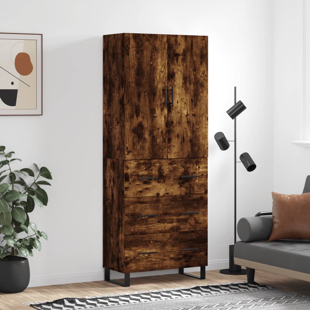 Buffet haut Chêne fumé 69,5x34x180 cm Bois d'ingénierie - XIOS