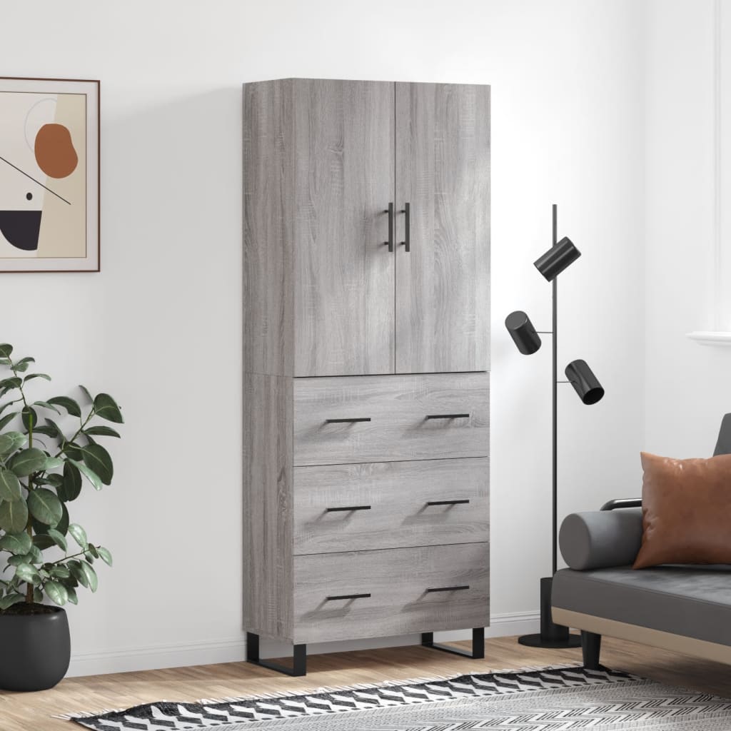 Buffet haut Sonoma gris 69,5x34x180 cm Bois d'ingénierie - XIOS
