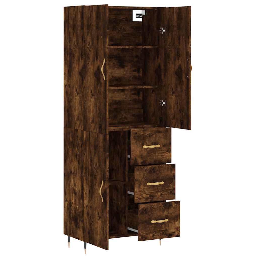 Buffet haut Chêne fumé 69,5x34x180 cm Bois d'ingénierie - XIOS
