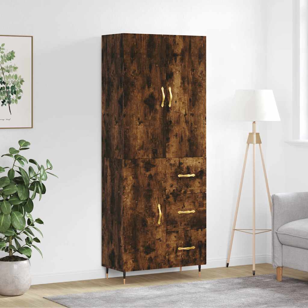 Buffet haut Chêne fumé 69,5x34x180 cm Bois d'ingénierie - XIOS