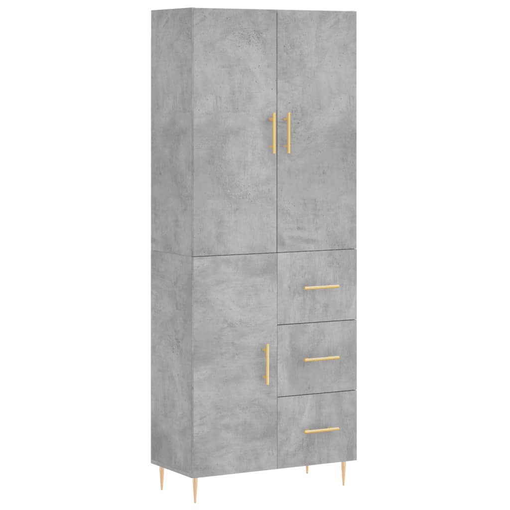 Buffet haut Gris béton 69,5x34x180 cm Bois d'ingénierie - XIOS