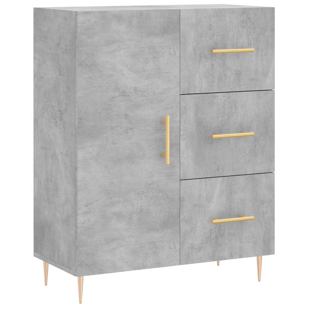 Buffet haut Gris béton 69,5x34x180 cm Bois d'ingénierie - XIOS