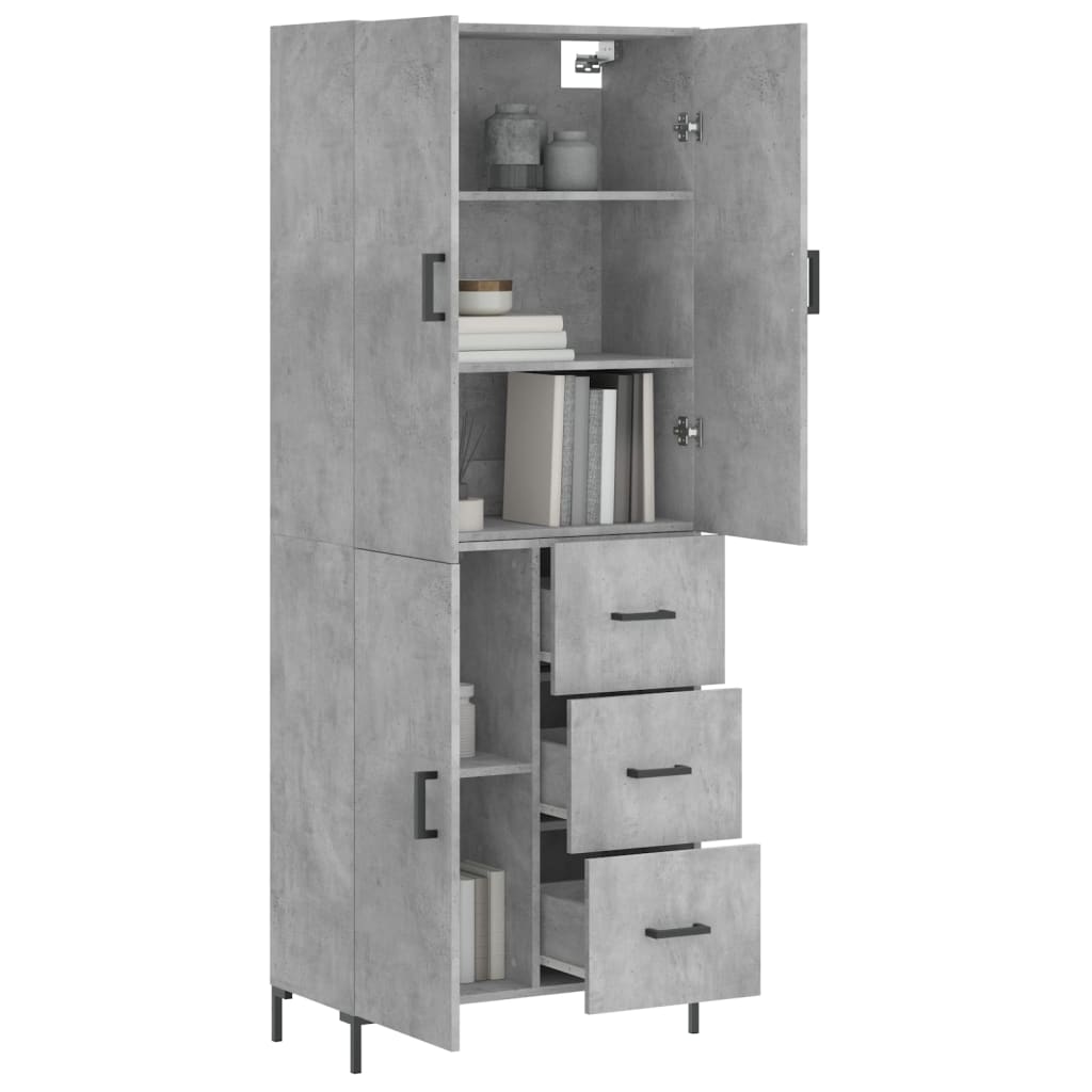 Buffet haut Gris béton 69,5x34x180 cm Bois d'ingénierie - XIOS