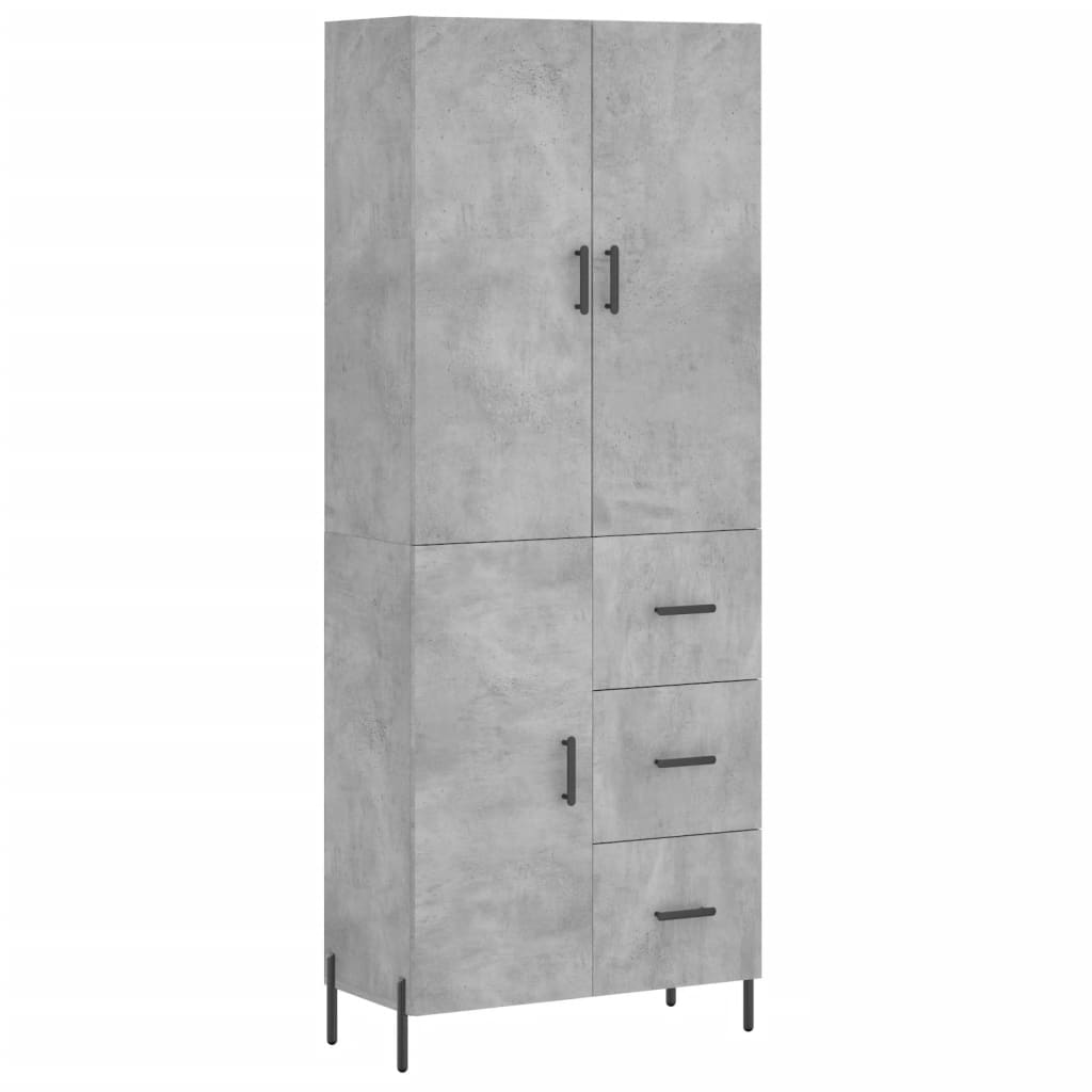 Buffet haut Gris béton 69,5x34x180 cm Bois d'ingénierie - XIOS