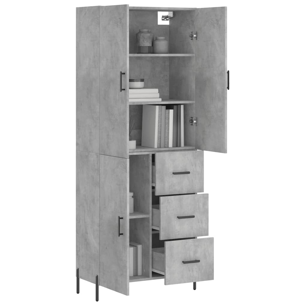 Buffet haut Gris béton 69,5x34x180 cm Bois d'ingénierie - XIOS