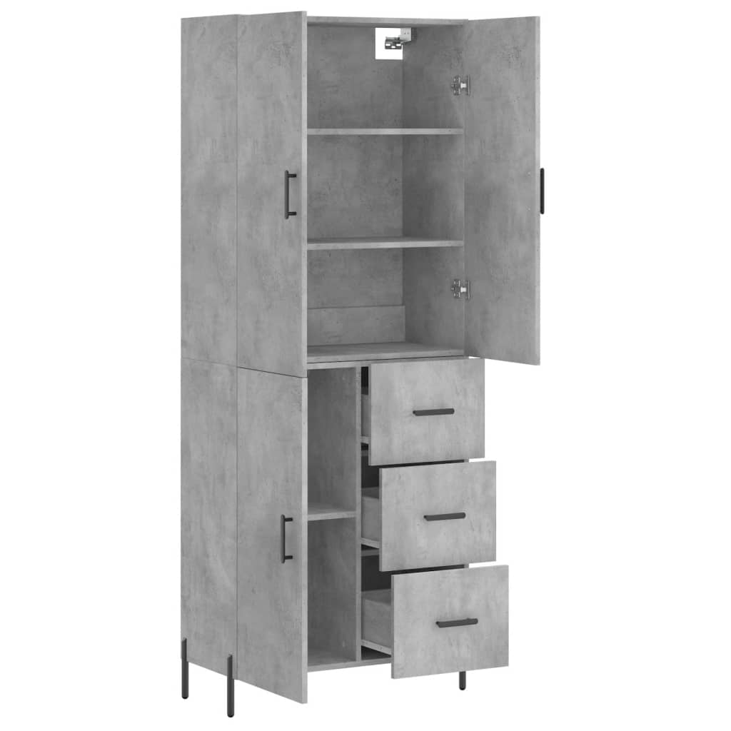 Buffet haut Gris béton 69,5x34x180 cm Bois d'ingénierie - XIOS