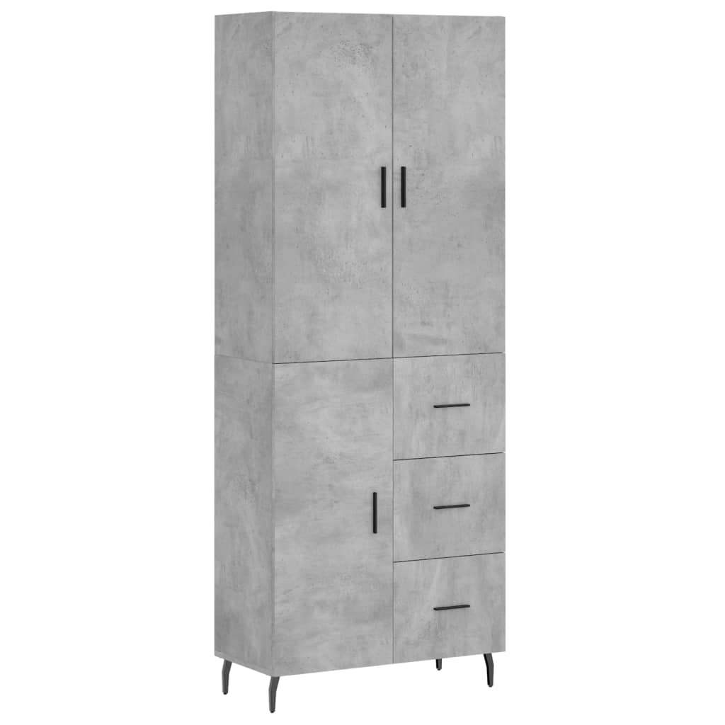 Buffet haut Gris béton 69,5x34x180 cm Bois d'ingénierie - XIOS