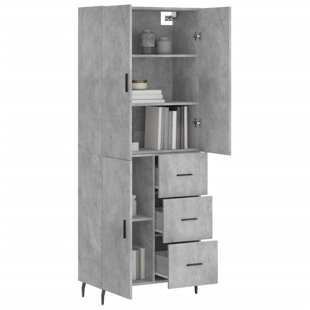 Buffet haut Gris béton 69,5x34x180 cm Bois d'ingénierie - XIOS