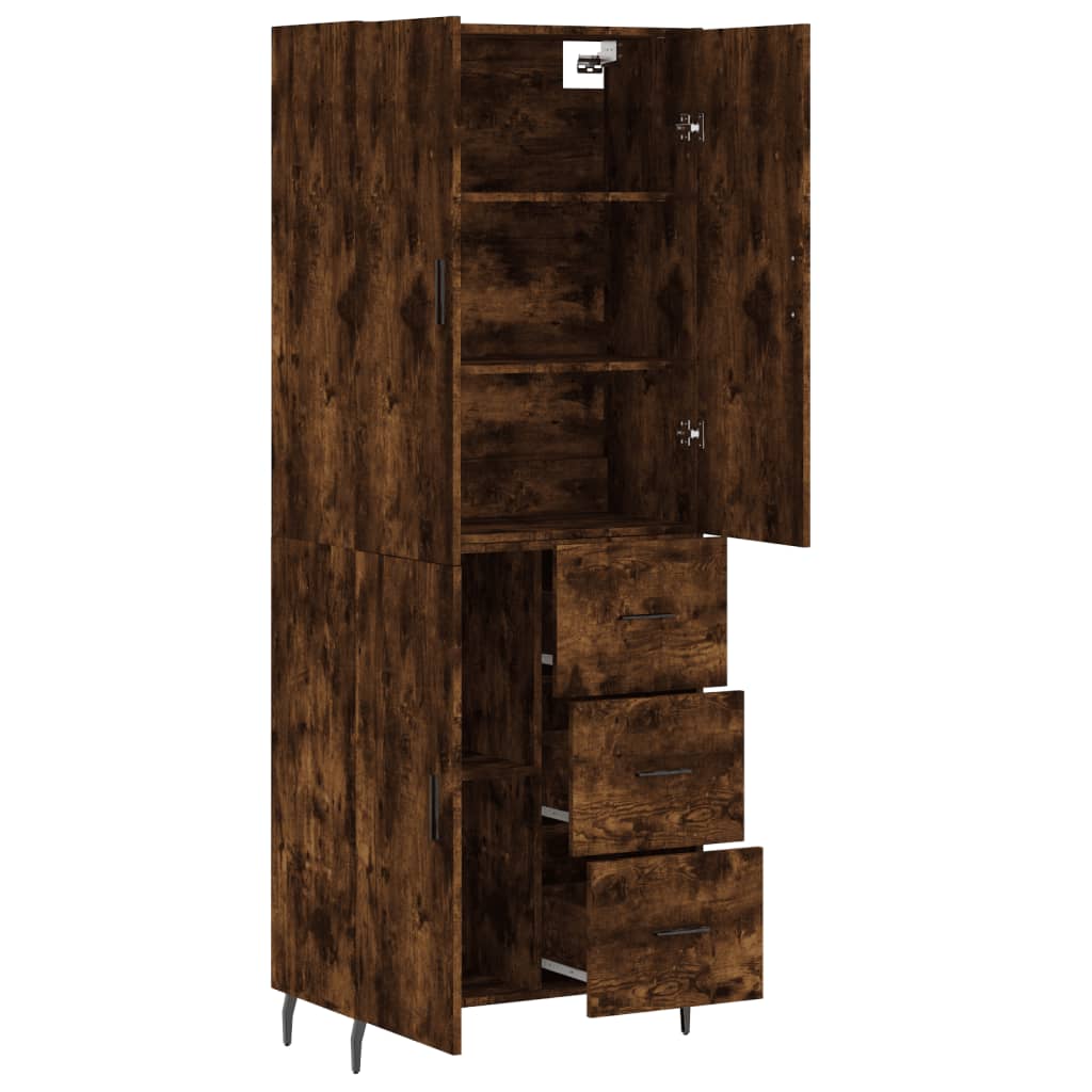 Buffet haut Chêne fumé 69,5x34x180 cm Bois d'ingénierie - XIOS