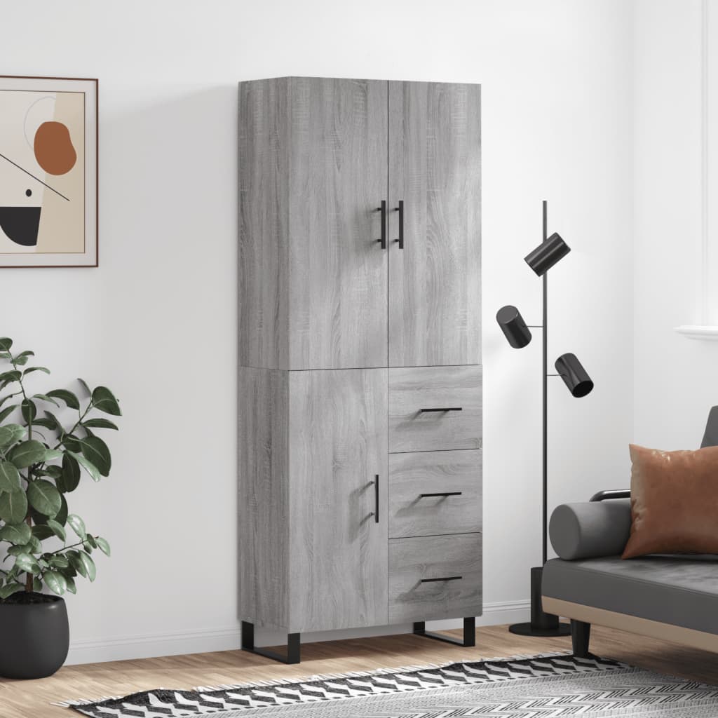 Buffet haut Sonoma gris 69,5x34x180 cm Bois d'ingénierie - XIOS