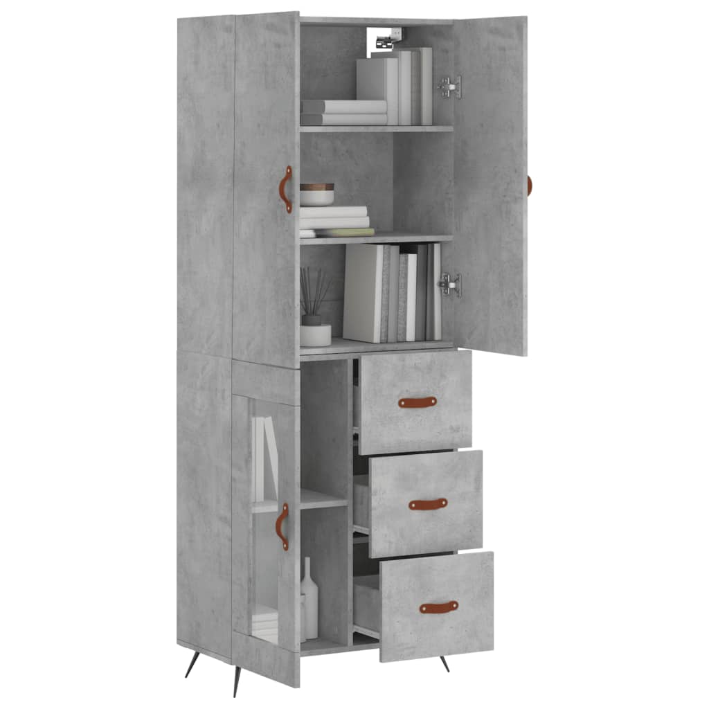 Buffet haut Gris béton 69,5x34x180 cm Bois d'ingénierie - XIOS