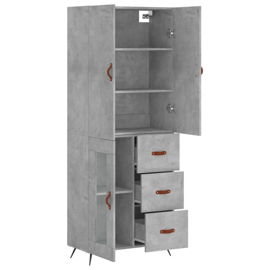 Buffet haut Gris béton 69,5x34x180 cm Bois d'ingénierie - XIOS