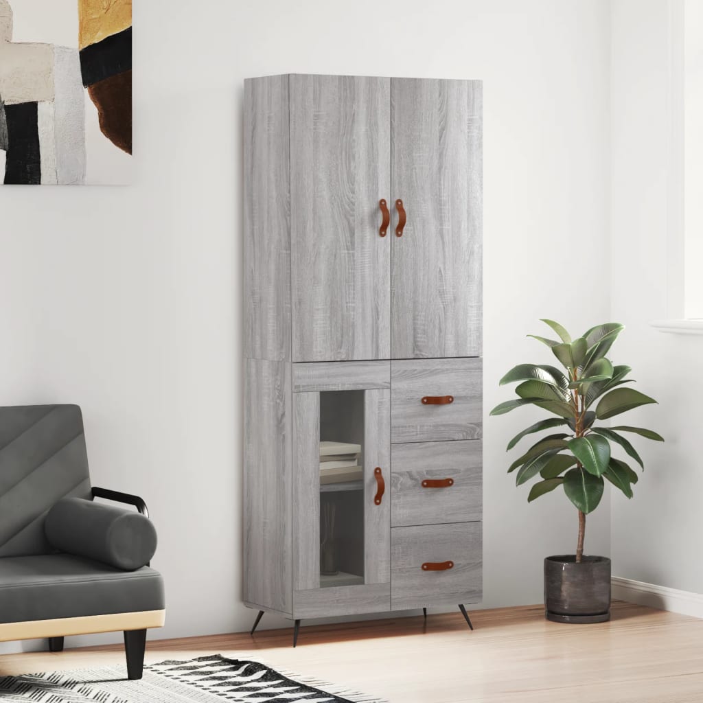 Buffet haut Sonoma gris 69,5x34x180 cm Bois d'ingénierie - XIOS