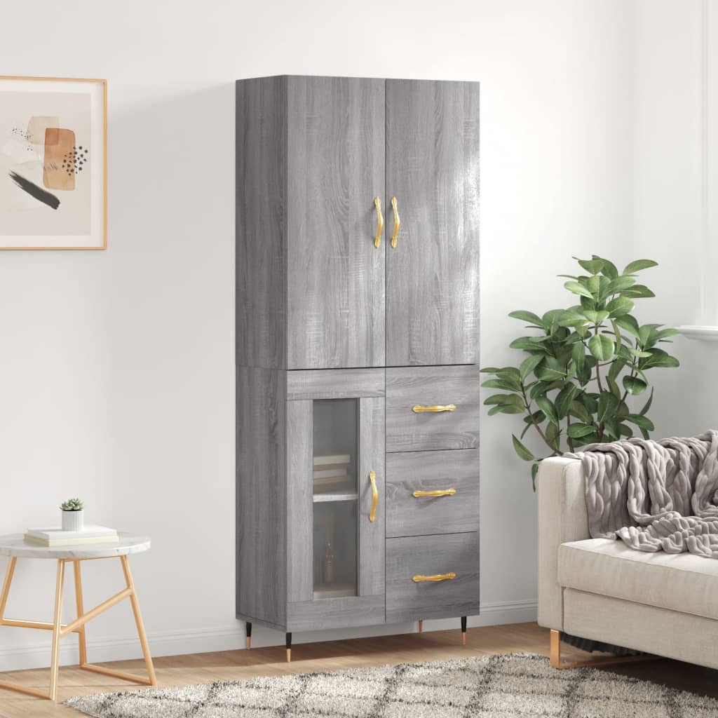 Buffet haut Sonoma gris 69,5x34x180 cm Bois d'ingénierie - XIOS