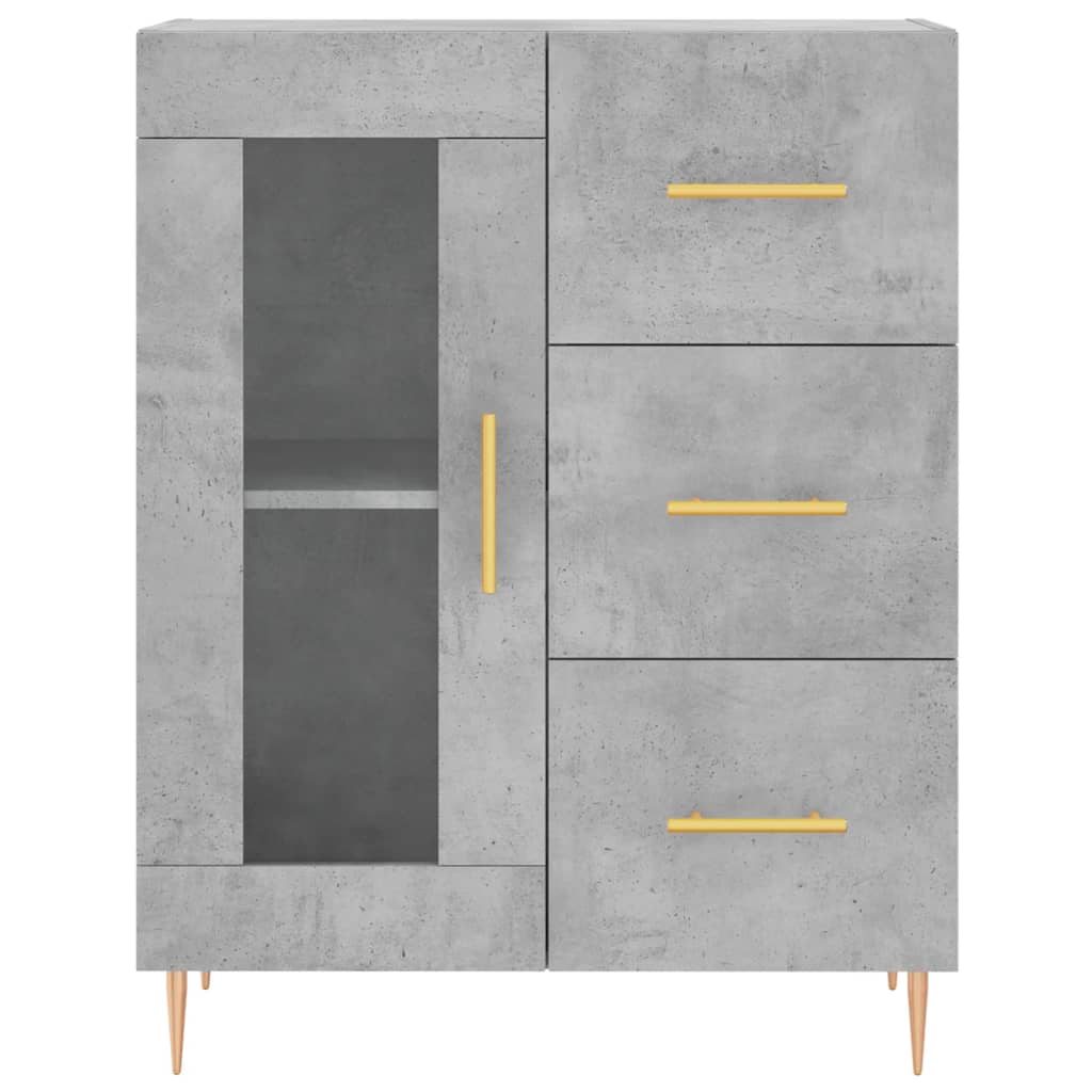 Buffet haut Gris béton 69,5x34x180 cm Bois d'ingénierie - XIOS