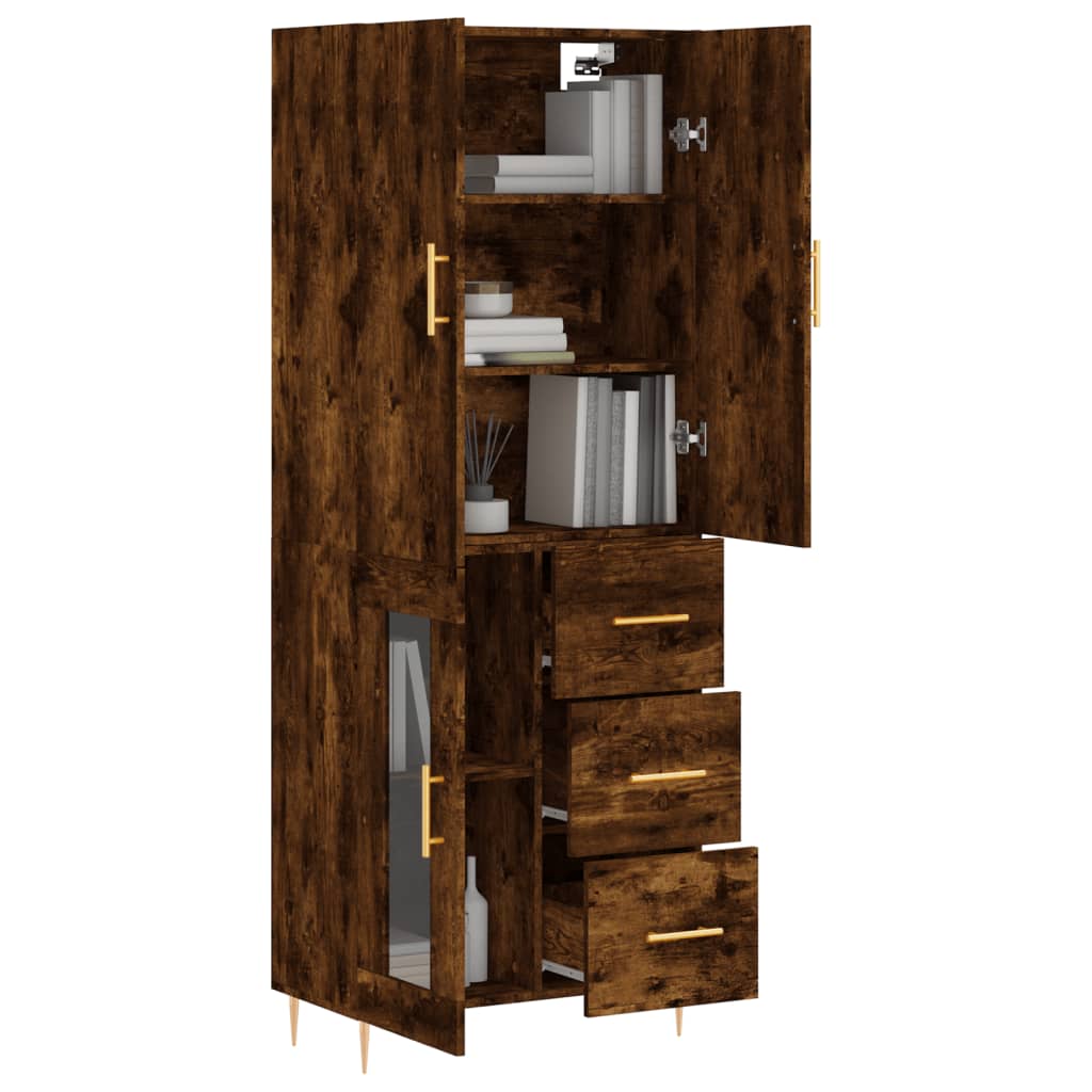 Buffet haut Chêne fumé 69,5x34x180 cm Bois d'ingénierie - XIOS