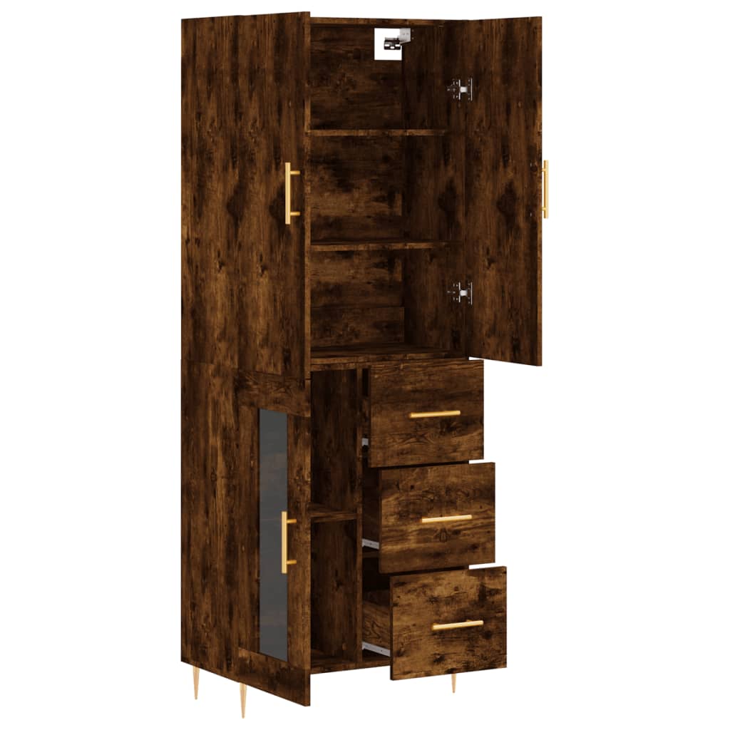 Buffet haut Chêne fumé 69,5x34x180 cm Bois d'ingénierie - XIOS
