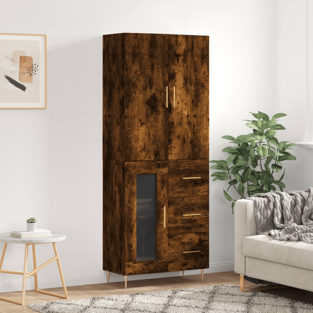 Buffet haut Chêne fumé 69,5x34x180 cm Bois d'ingénierie - XIOS