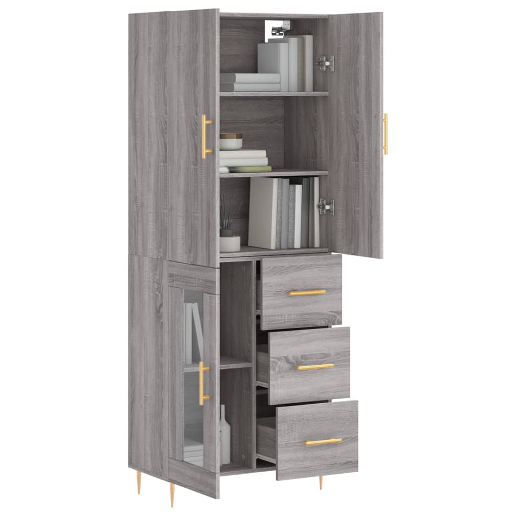Buffet haut Sonoma gris 69,5x34x180 cm Bois d'ingénierie - XIOS