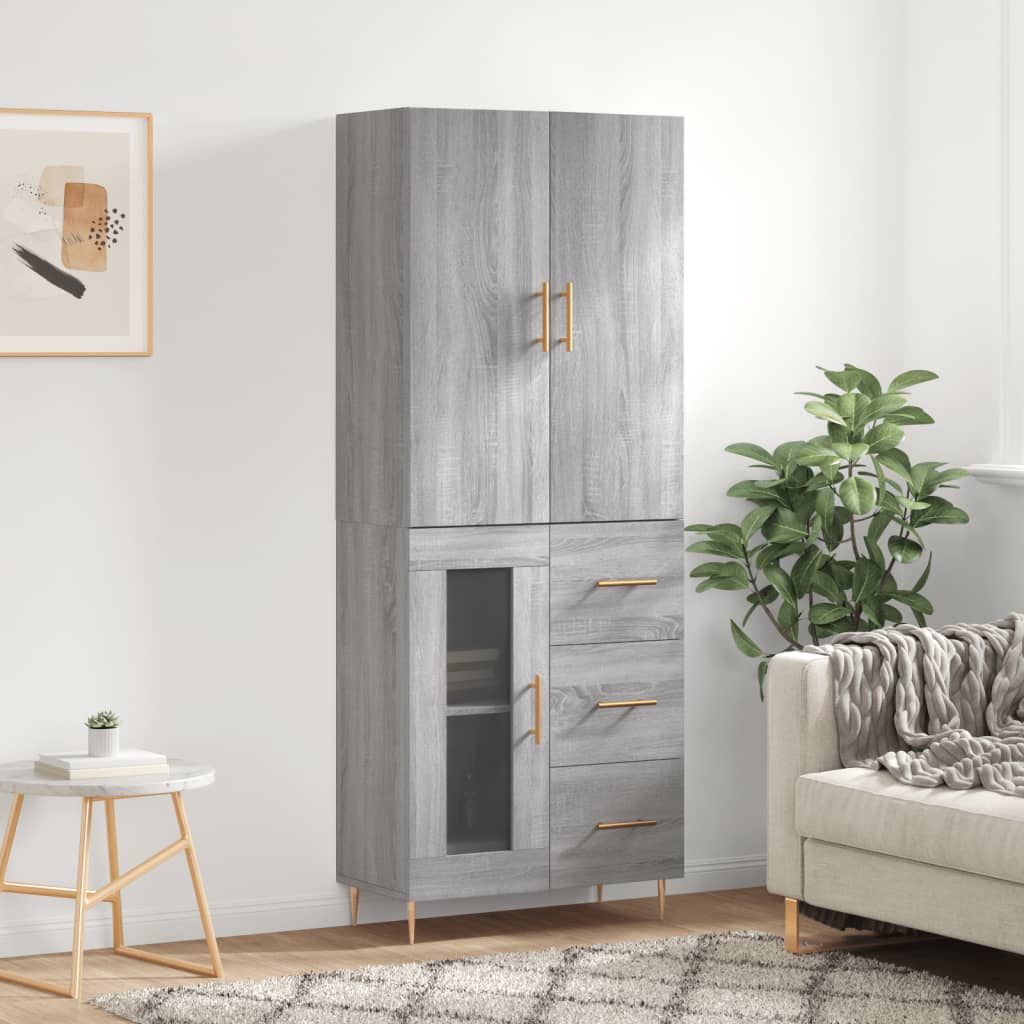Buffet haut Sonoma gris 69,5x34x180 cm Bois d'ingénierie - XIOS