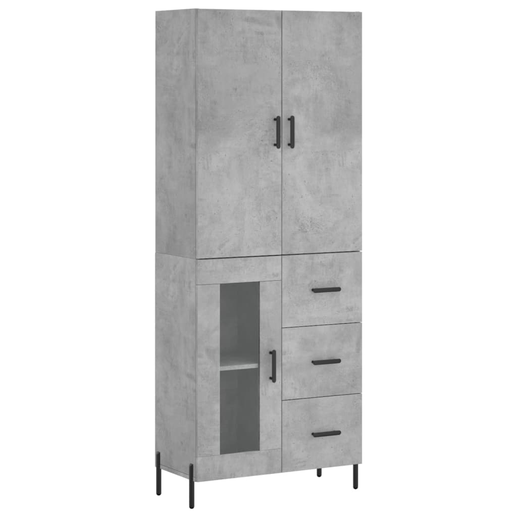 Buffet haut Gris béton 69,5x34x180 cm Bois d'ingénierie - XIOS