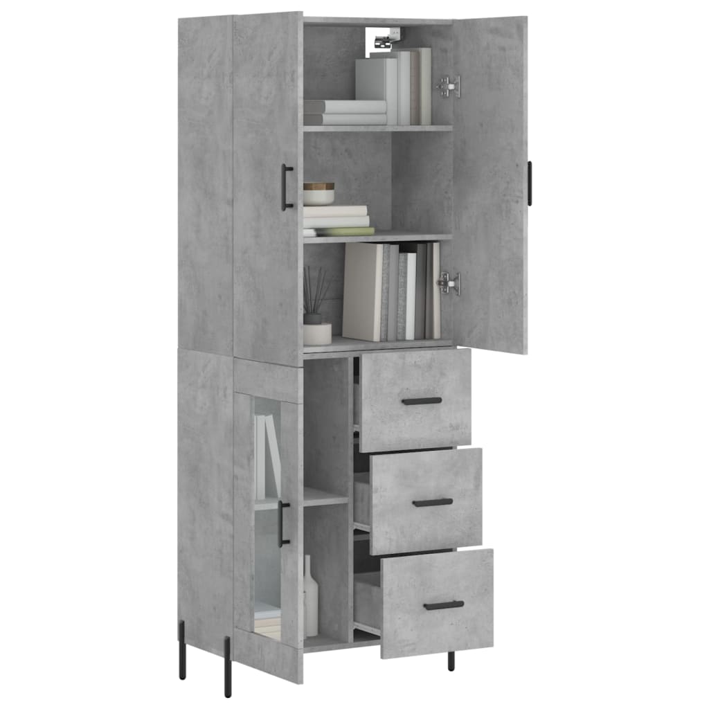 Buffet haut Gris béton 69,5x34x180 cm Bois d'ingénierie - XIOS