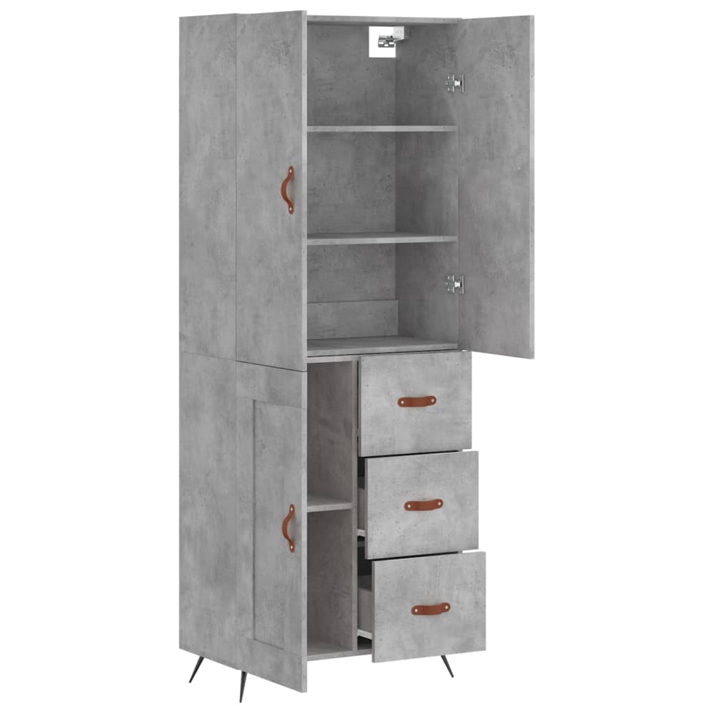 Buffet haut Gris béton 69,5x34x180 cm Bois d'ingénierie - XIOS
