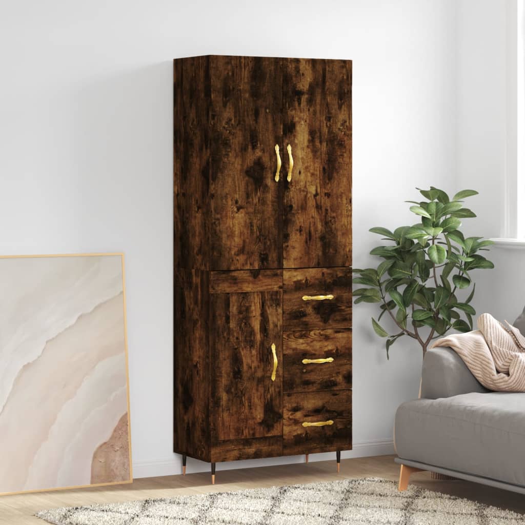 Buffet haut Chêne fumé 69,5x34x180 cm Bois d'ingénierie - XIOS