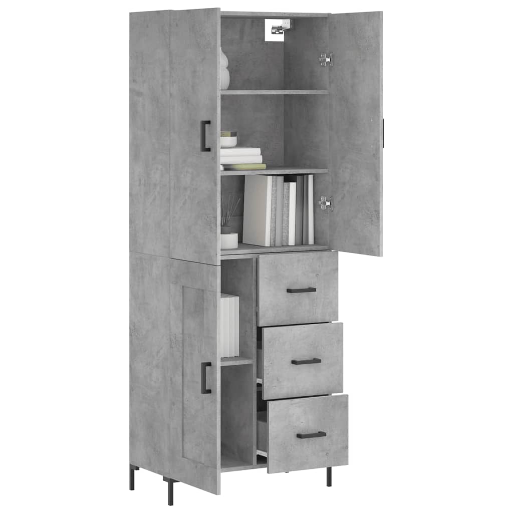 Buffet haut Gris béton 69,5x34x180 cm Bois d'ingénierie - XIOS