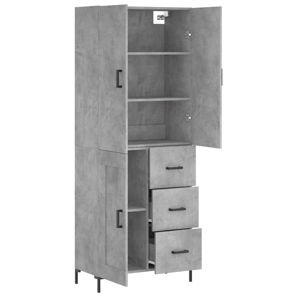 Buffet haut Gris béton 69,5x34x180 cm Bois d'ingénierie - XIOS