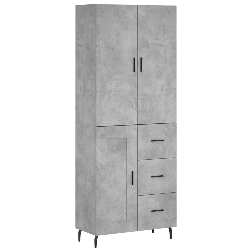 Buffet haut Gris béton 69,5x34x180 cm Bois d'ingénierie - XIOS