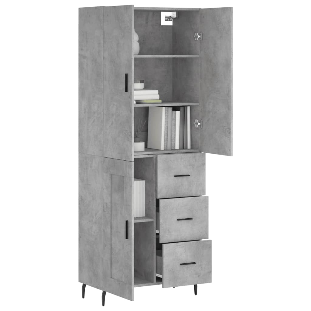 Buffet haut Gris béton 69,5x34x180 cm Bois d'ingénierie - XIOS