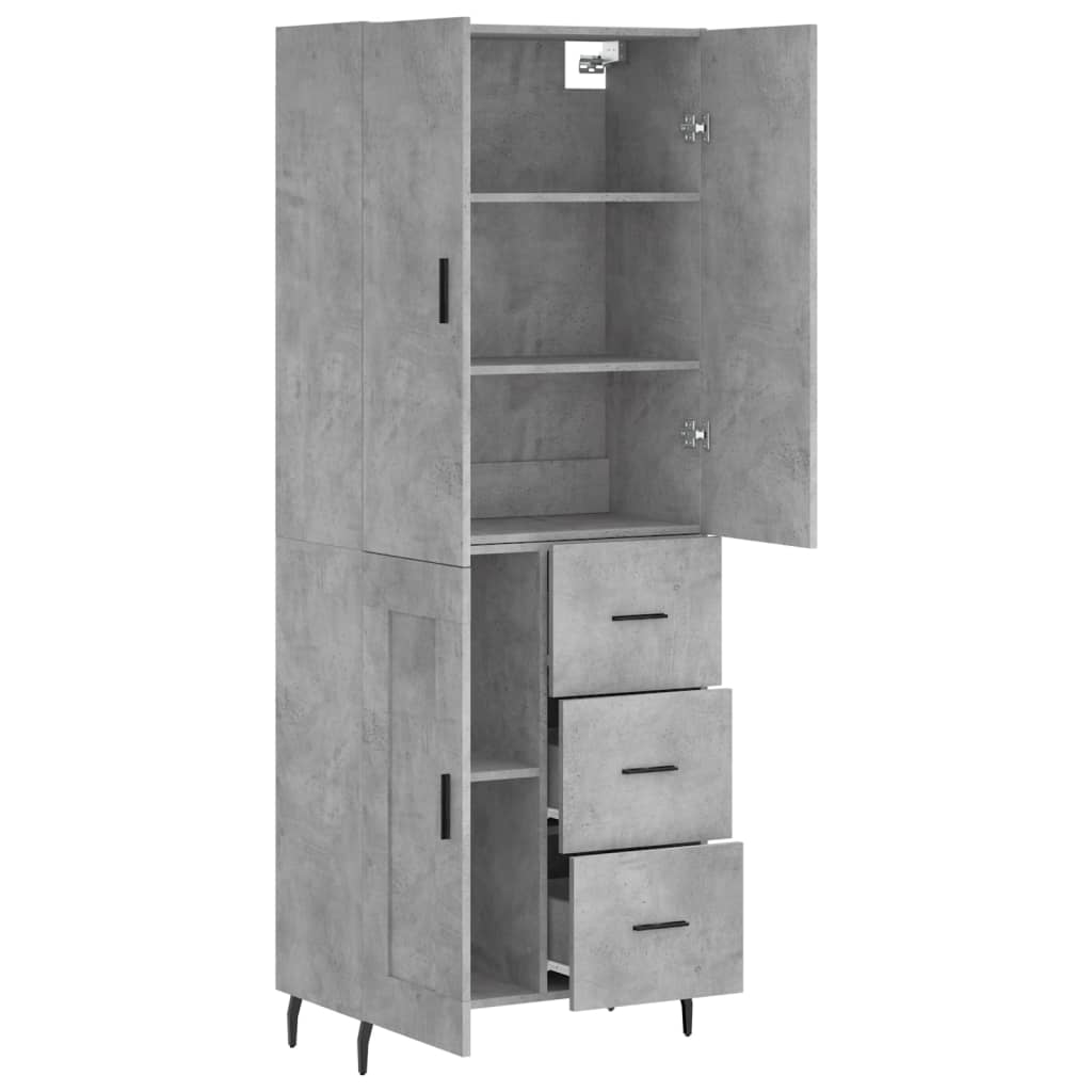 Buffet haut Gris béton 69,5x34x180 cm Bois d'ingénierie - XIOS
