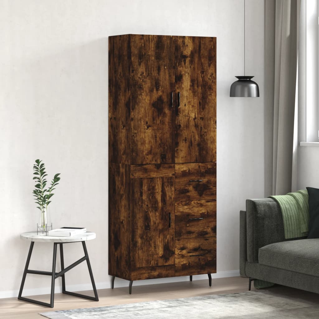 Buffet haut Chêne fumé 69,5x34x180 cm Bois d'ingénierie - XIOS