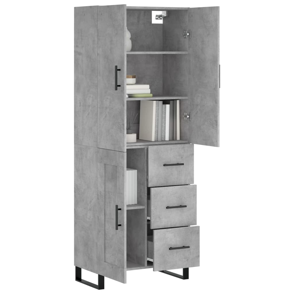 Buffet haut Gris béton 69,5x34x180 cm Bois d'ingénierie - XIOS