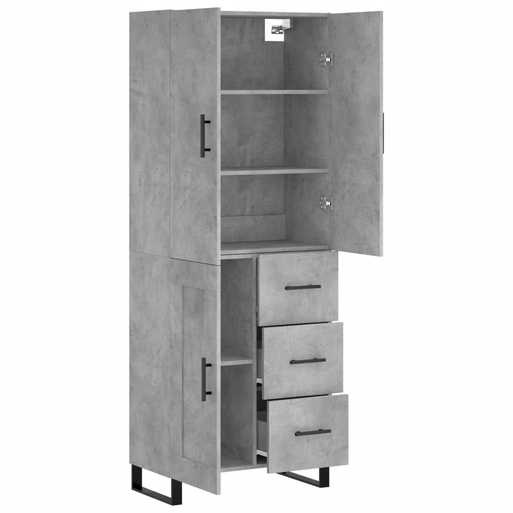 Buffet haut Gris béton 69,5x34x180 cm Bois d'ingénierie - XIOS
