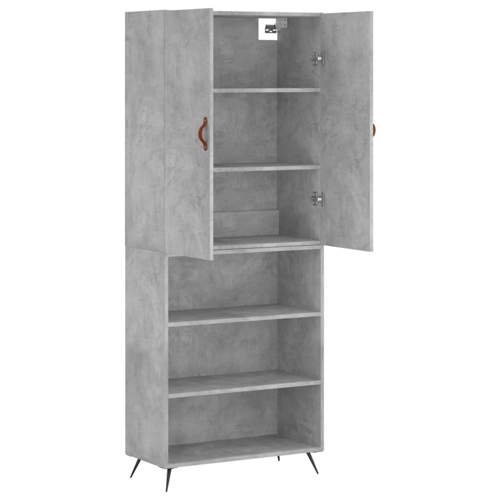Buffet haut Gris béton 69,5x34x180 cm Bois d'ingénierie - XIOS