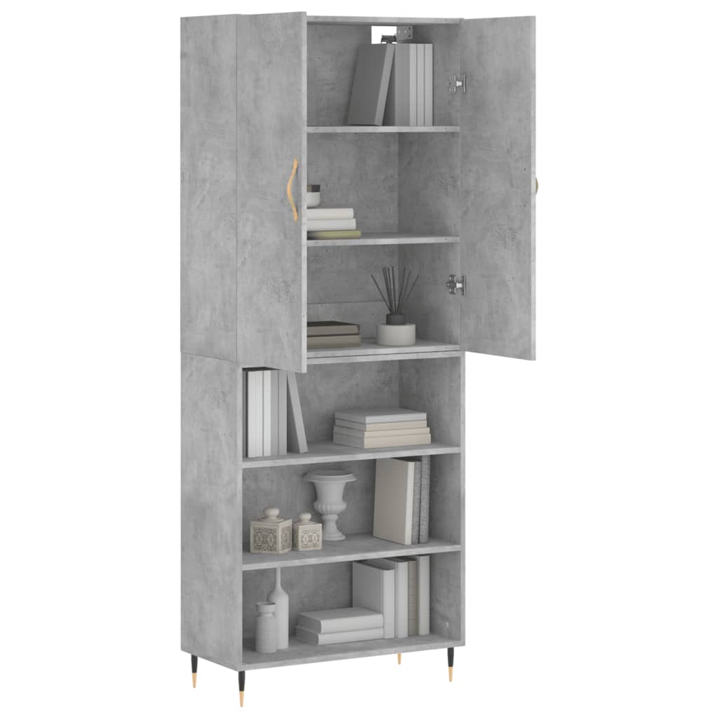 Buffet haut Gris béton 69,5x34x180 cm Bois d'ingénierie - XIOS