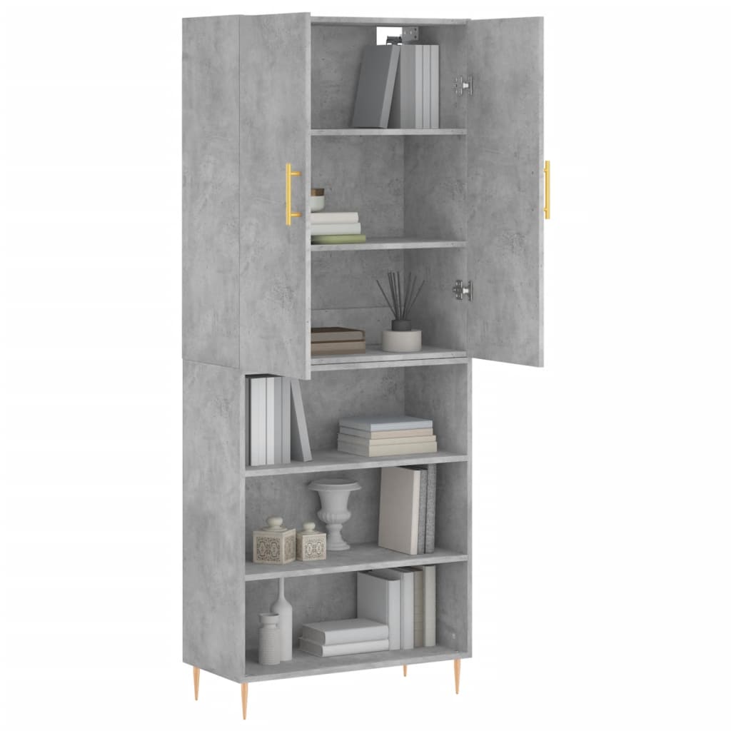 Buffet haut Gris béton 69,5x34x180 cm Bois d'ingénierie - XIOS