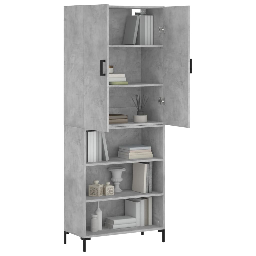 Buffet haut Gris béton 69,5x34x180 cm Bois d'ingénierie - XIOS