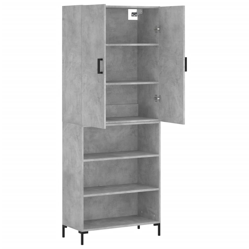 Buffet haut Gris béton 69,5x34x180 cm Bois d'ingénierie - XIOS