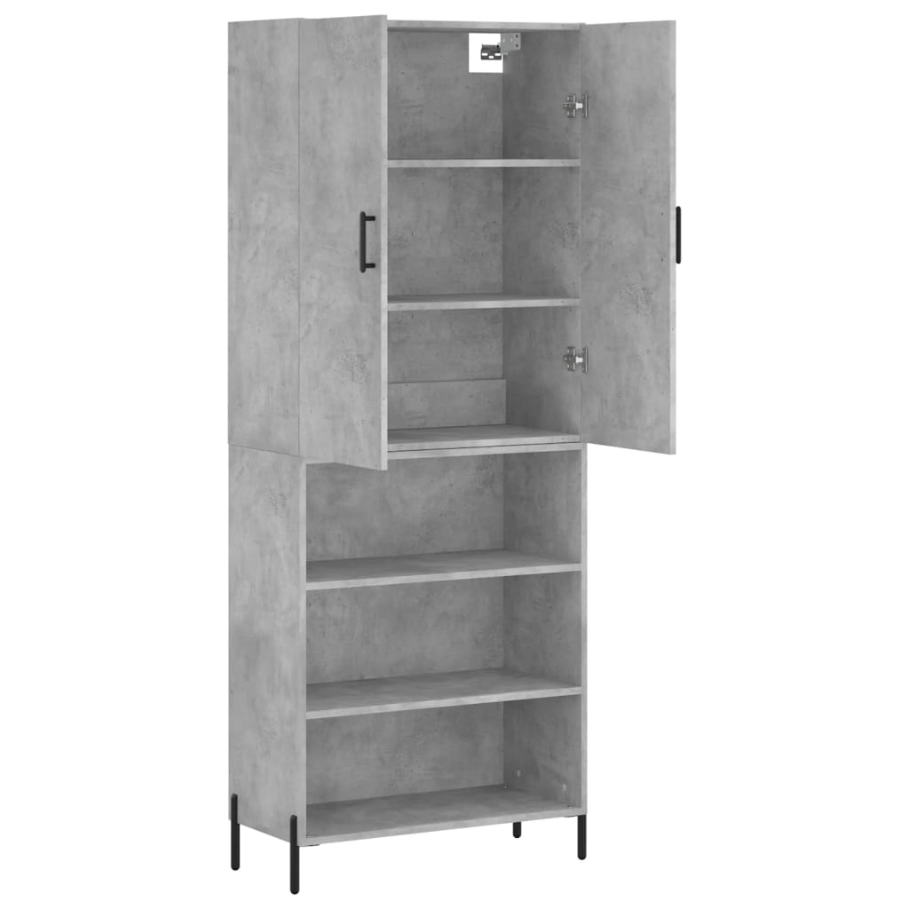 Buffet haut Gris béton 69,5x34x180 cm Bois d'ingénierie - XIOS