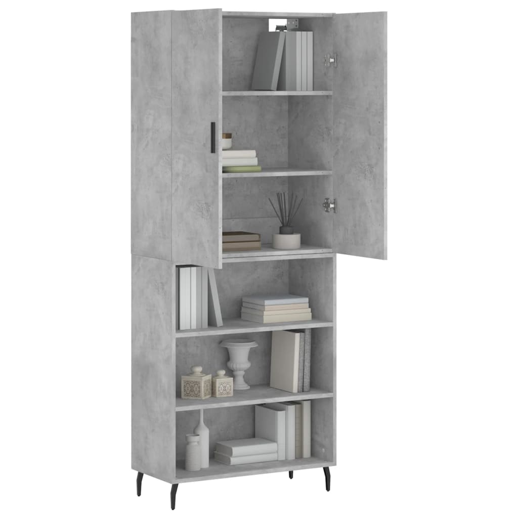 Buffet haut Gris béton 69,5x34x180 cm Bois d'ingénierie - XIOS