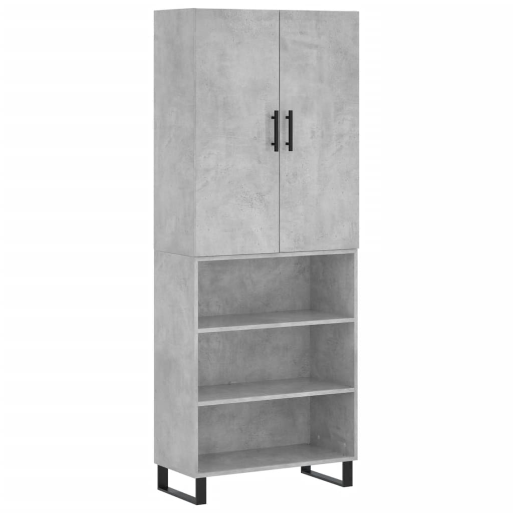 Buffet haut Gris béton 69,5x34x180 cm Bois d'ingénierie - XIOS