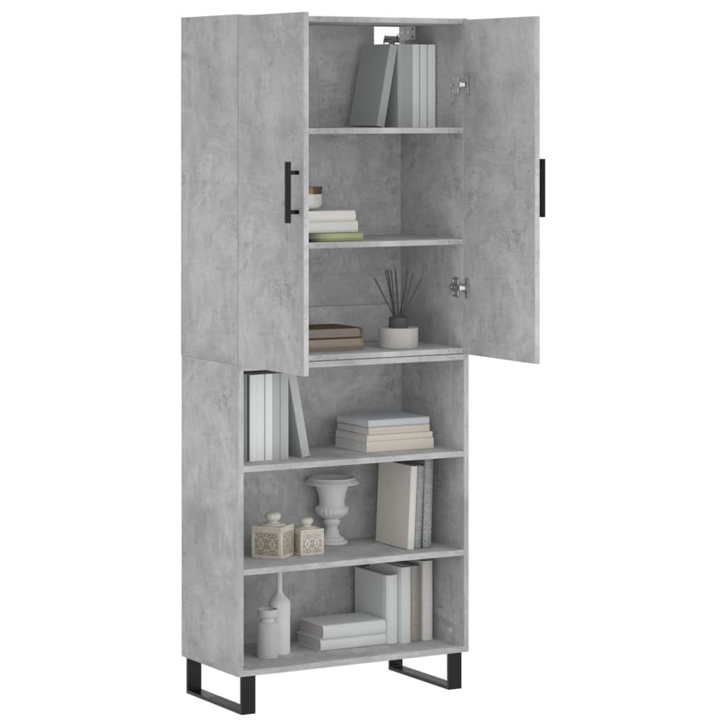 Buffet haut Gris béton 69,5x34x180 cm Bois d'ingénierie - XIOS